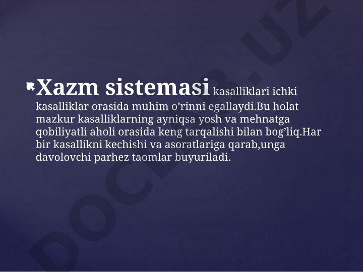 Surunkali gastrit kasalligida parhez ovqatlanish