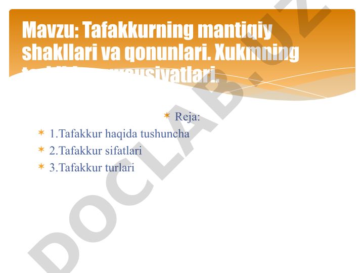 Tafakkurning mantiqiy shakllari va qonunlari