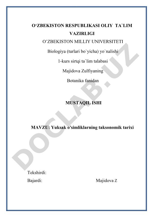 Yuksak o'simliklarning taksonomik tarixi