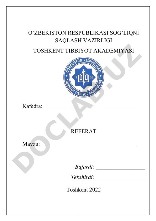 Turli soha mutahasisligigadi shifokorlarning mehnat gigiyenasi