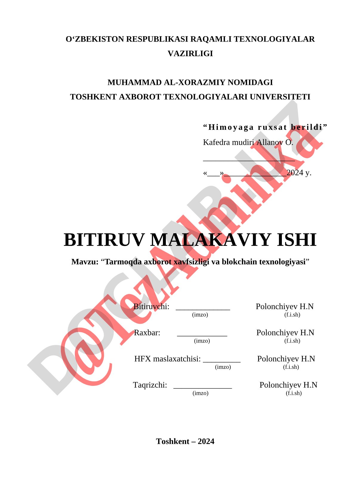 Bitiruv malakaviy ishi hujjati