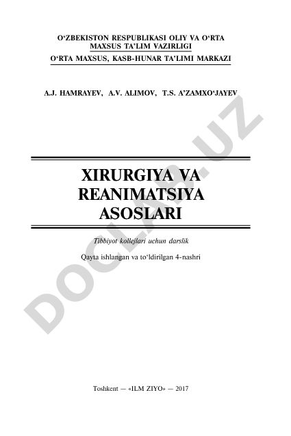 Xirurgiya va reanimatsiya asoslari