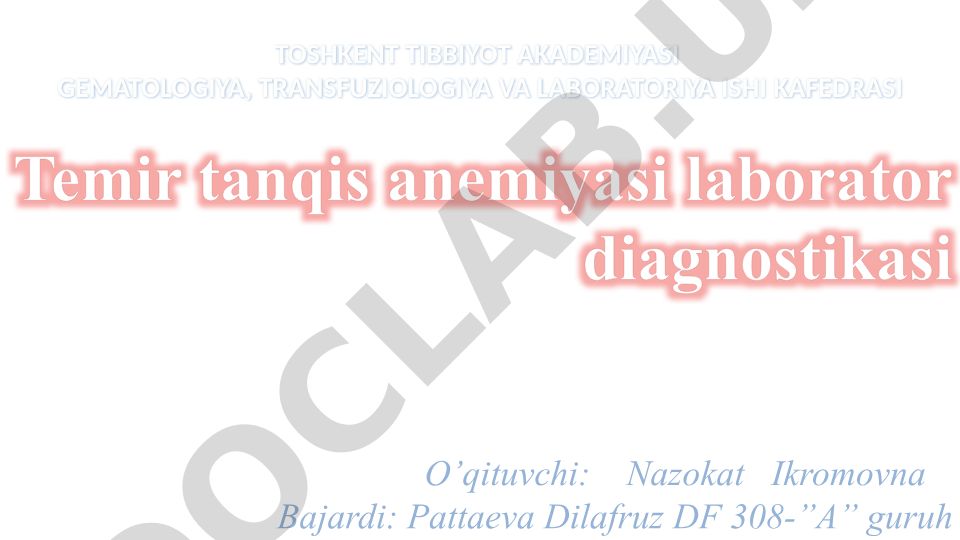 Temir tanqis anemiyasi laborator diagnostikasi