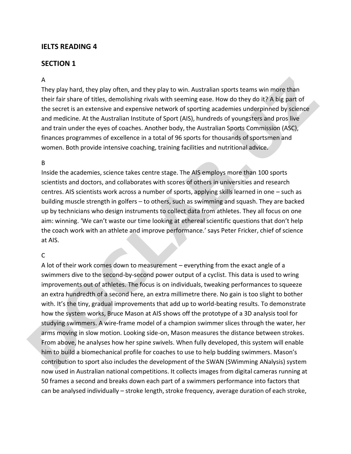 Australian sports success: science and medicine in academies