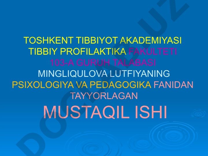 Tarbiya jarayonining mazmuni, turlari va usullari