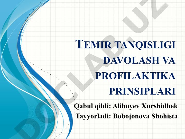 Temir tanqisligi davolash va profilaktika prinsiplari