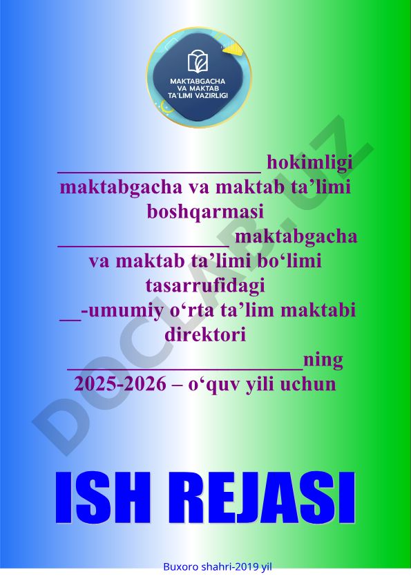 2025-2026 o'quv yili uchun umumiy o'rta ta'lim maktabi ish rejasi