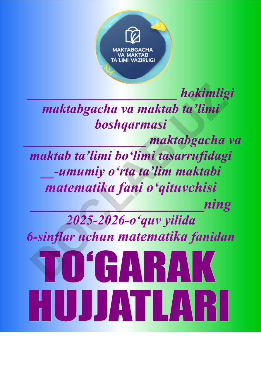 6-sinflar uchun matematika to'garagi a'zolari haqida ma'lumot