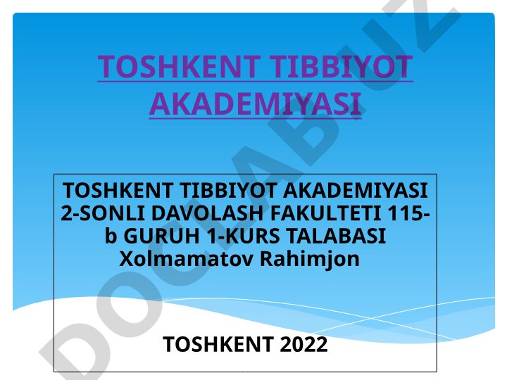 Vena tizimi va uning yoshga qarab o’zgarishi