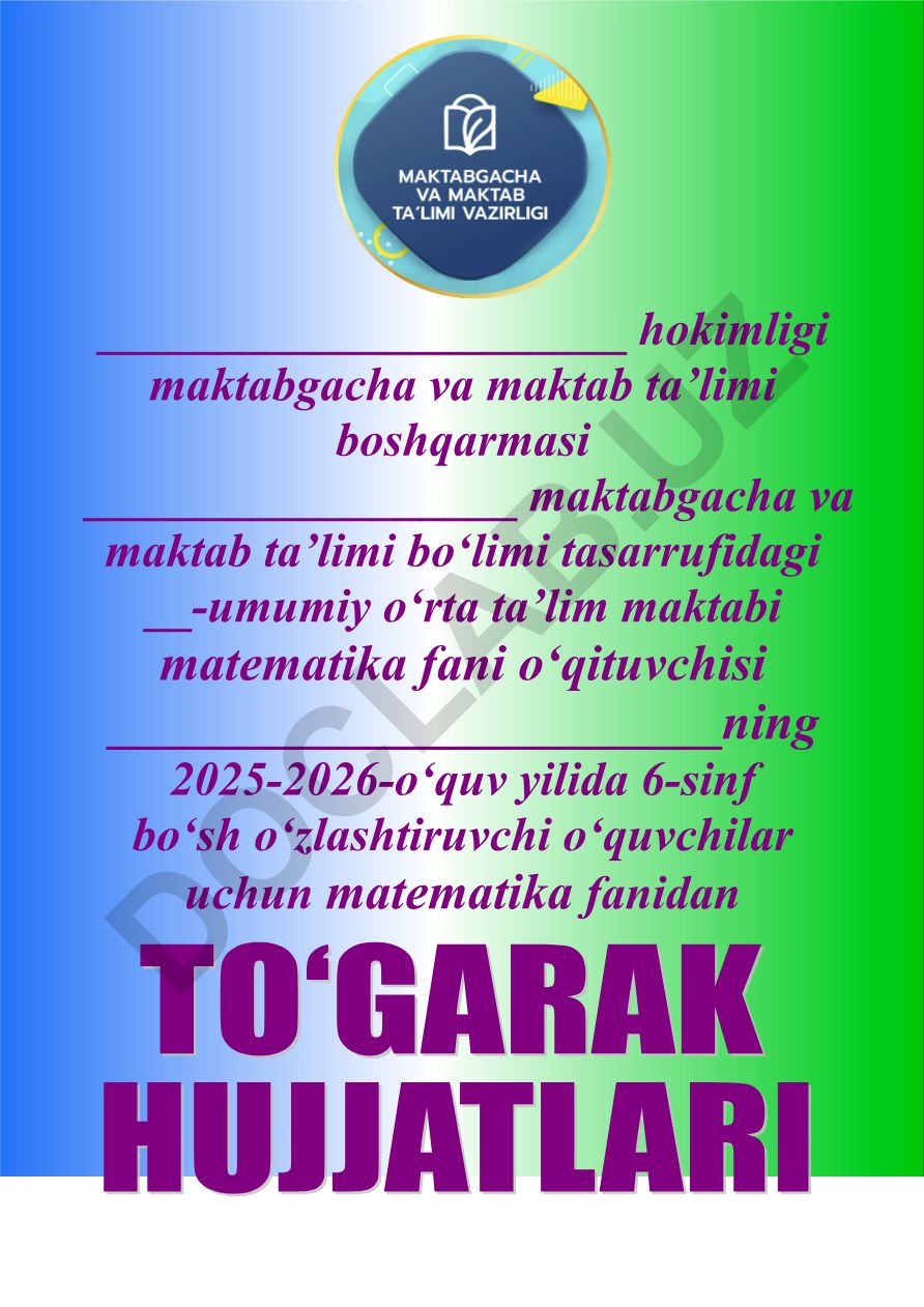 6-sinf bo'sh o'zlashtiruvchi o'quvchilar uchun matematika to'garagi a'zolari ma'lumoti