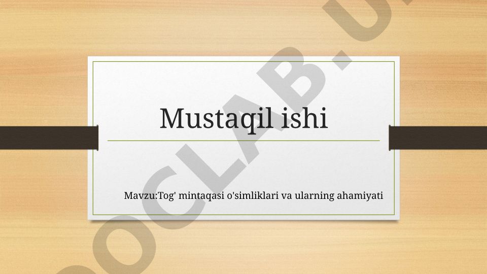 Tog' mintaqasi o'simliklari va ularning ahamiyati