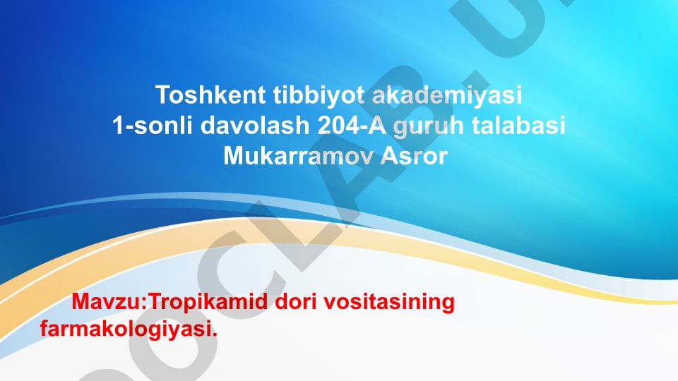 Tropikamid dori vositasining farmakologiyasi