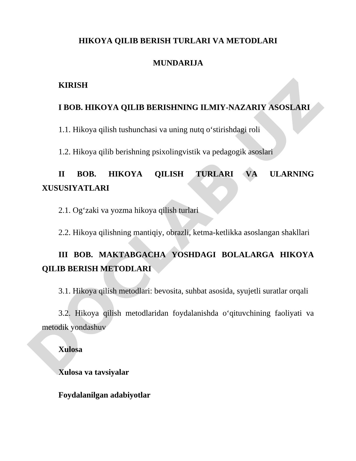 Maktabgacha yoshdagi bolalarga hikoya qilish metodlari