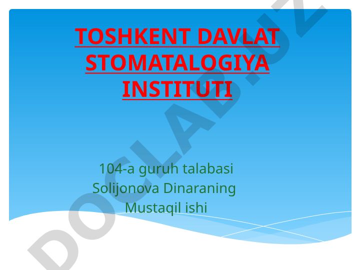 Xirurgiya bo'limi tuzilmasi va uni ishini tashkil qilish