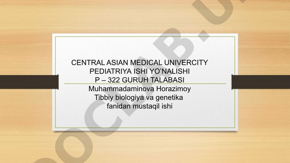 Tibbiy biologiya va genetika fanidan mustaqil ishi: Qarish jarayonlari va uzoq umr ko'rish