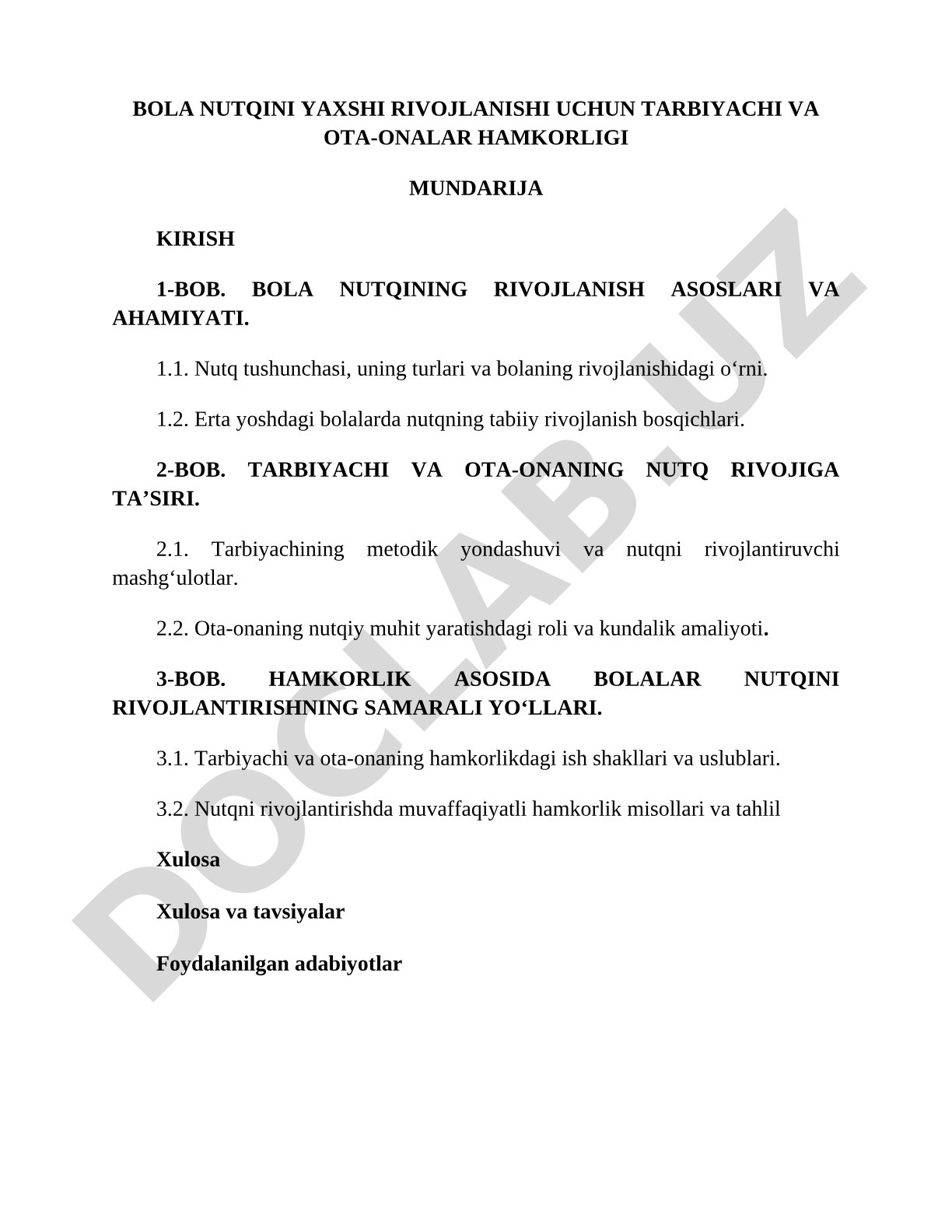 Bolalar Nutqini Rivojlantirish Hamkorligi