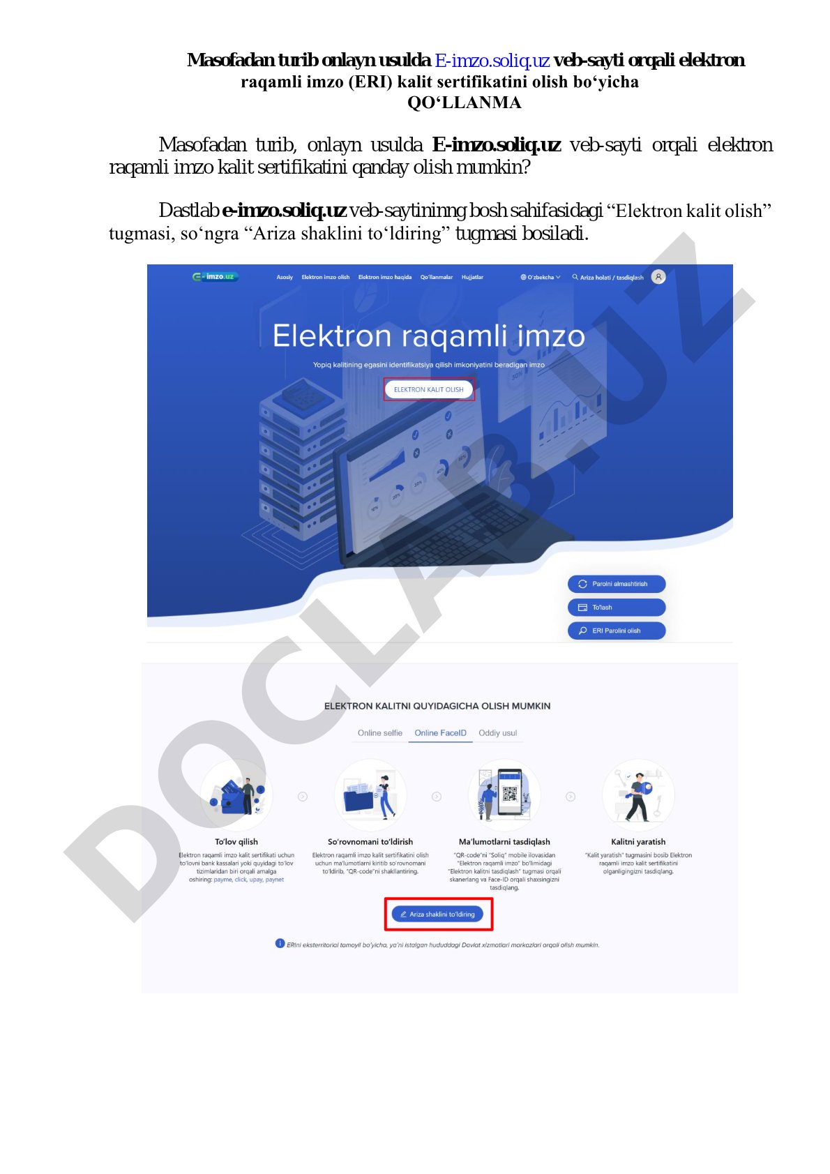 Elektron raqamli imzo olish qo'llanmasi