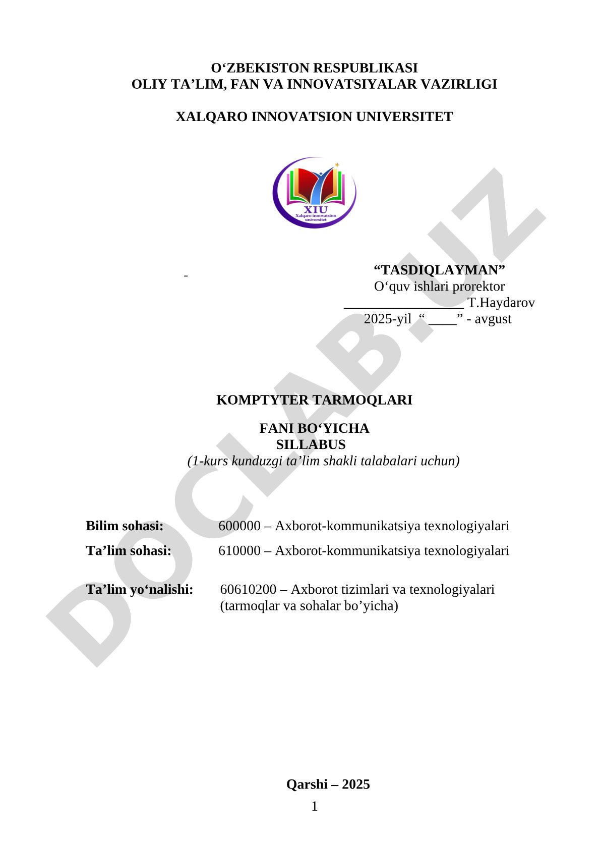 Kompyuter Tarmoqlari Sillabusi
