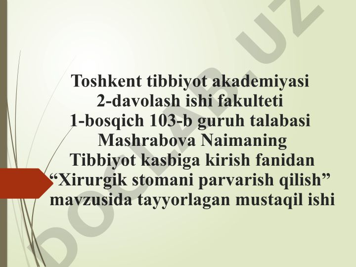 Xirurgik stomani parvarish qilish
