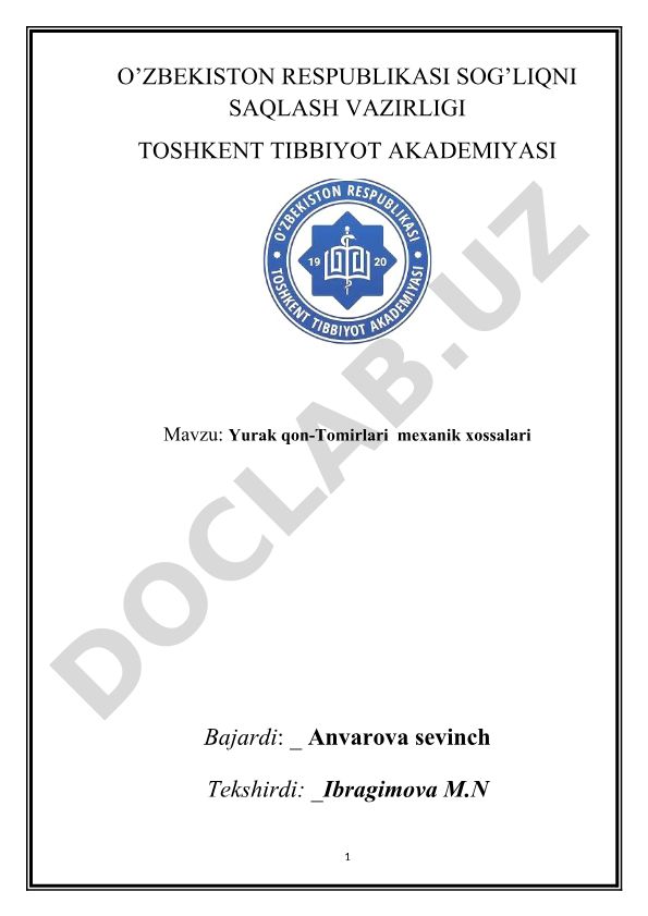 Yurak qon-tomirlari mexanik xossalari