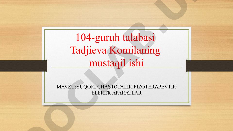 Yuqori chastotalik fizioterapevtik elek aparatlar