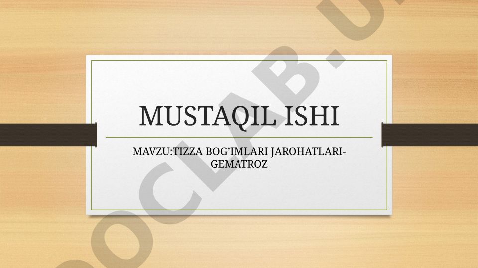 Tizza bog'imlari jaroxatlari - gemartroz