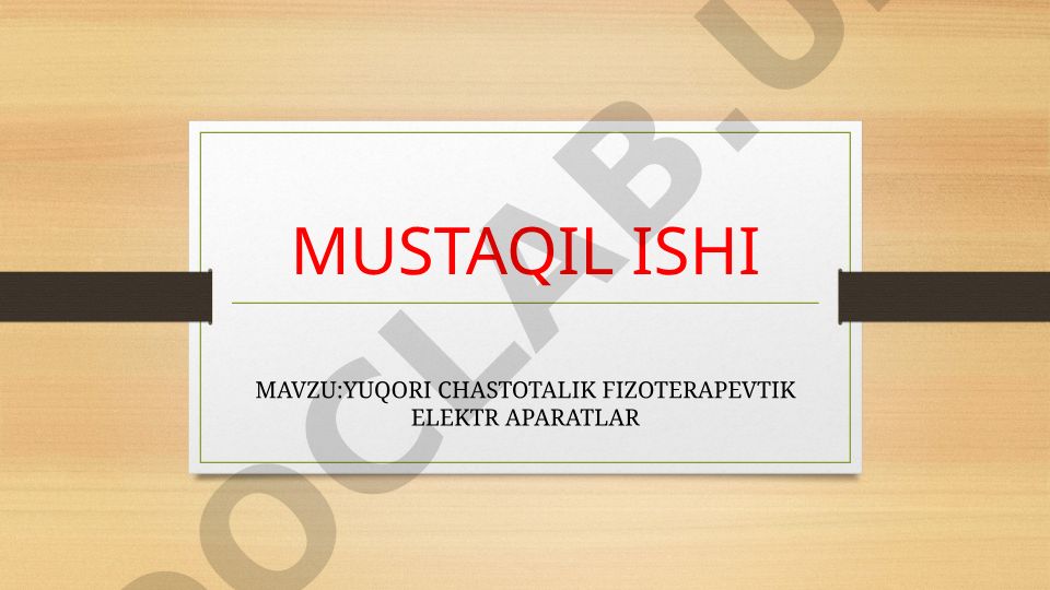 Yuqori chastotalik fizioterapevtik elektr apparatlar