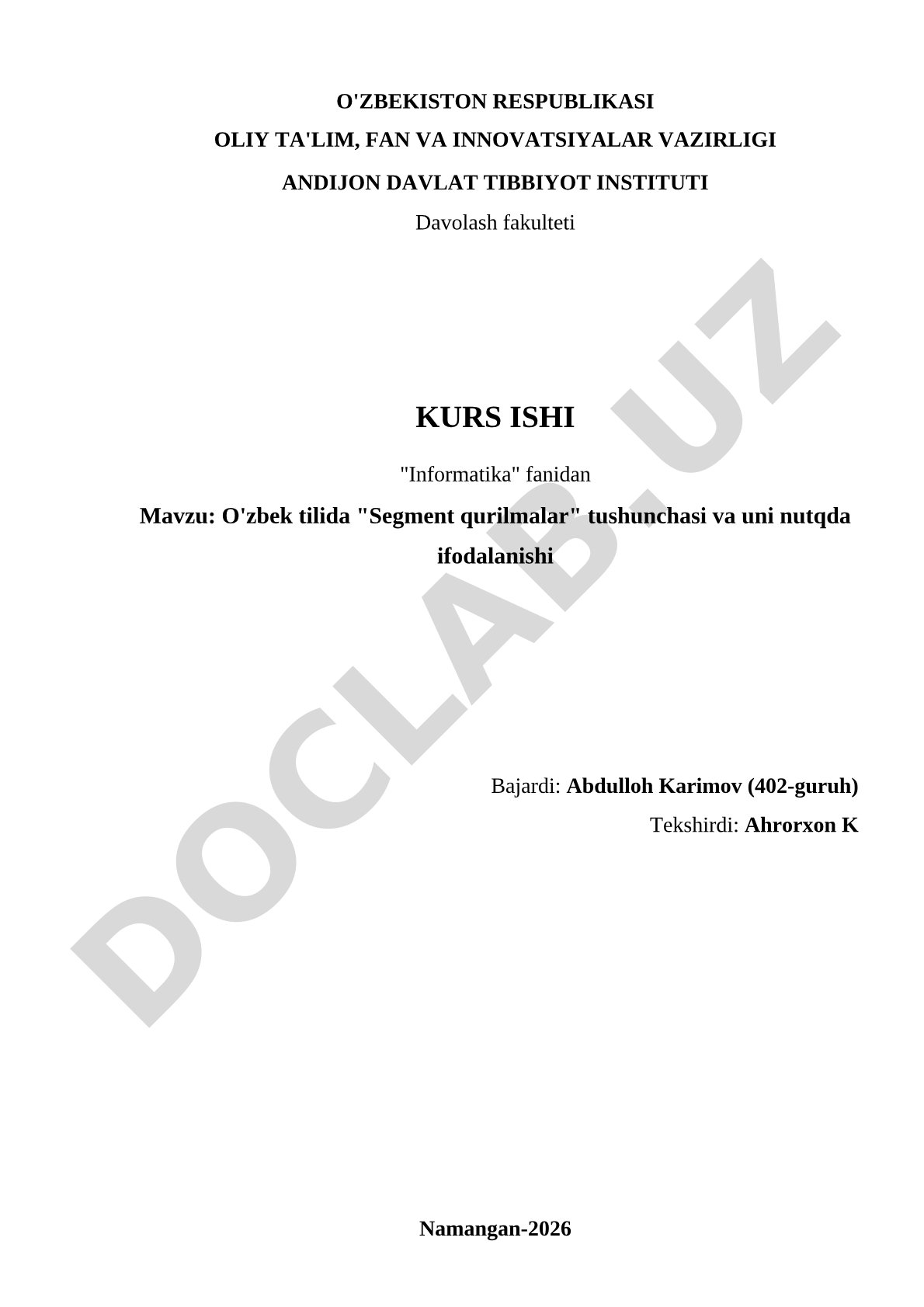 O'zbek tilida "Segment qurilmalar" tushunchasi va uni nutqda ifodalanishi