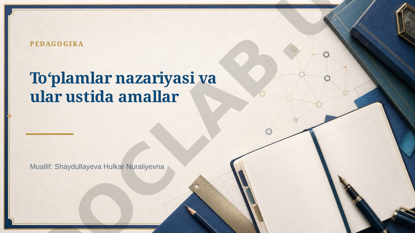Toʻplamlar nazariyasi va ular ustida amallar