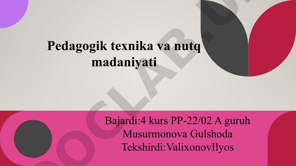 Pedagogik texnika va nutq madaniyati