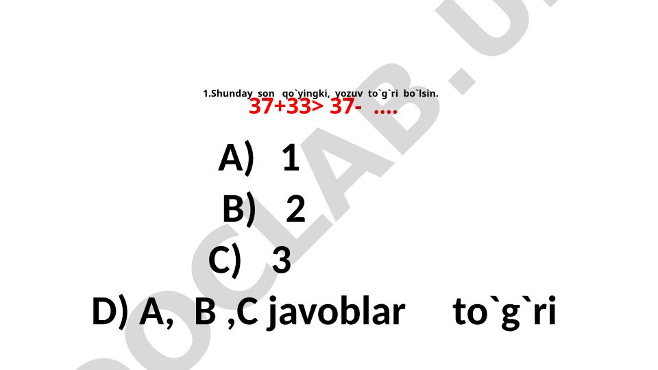Matematika masalalari va test savollari