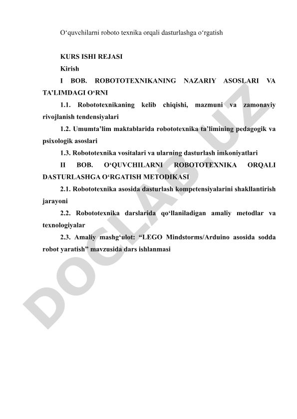 Oʻquvchilarni roboto texnika orqali dasturlashga oʻrgatish