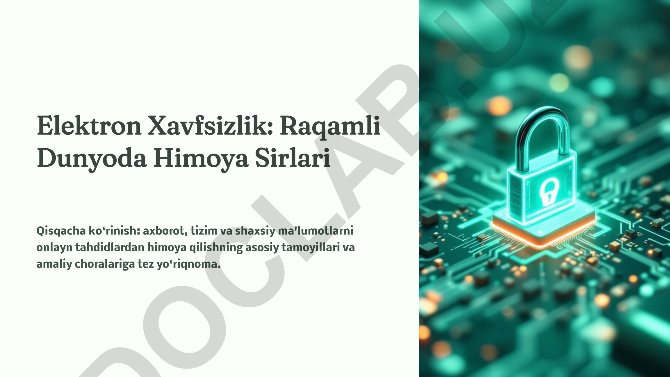 Elektron Xavfsizlik: Raqamli Dunyoda Himoya Sirlari