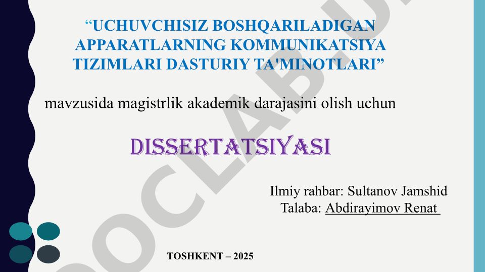 Uchuvchisiz boshqariladigan apparatlarning kommunikatsiya tizimlari dasturiy ta'minotlari