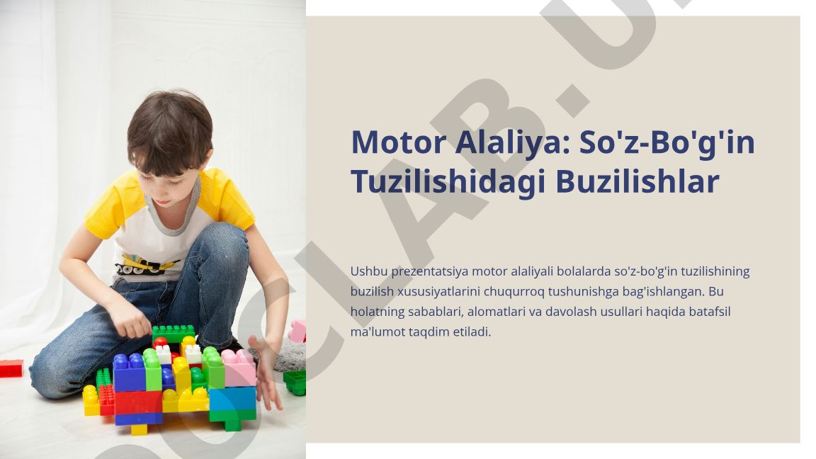 Motor alaliyali bolalarda so'z-bo'g'in tuzilishining buzilish xususiyatlari