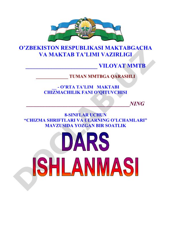 Chizma shriftlari va ularning o'lchamlari