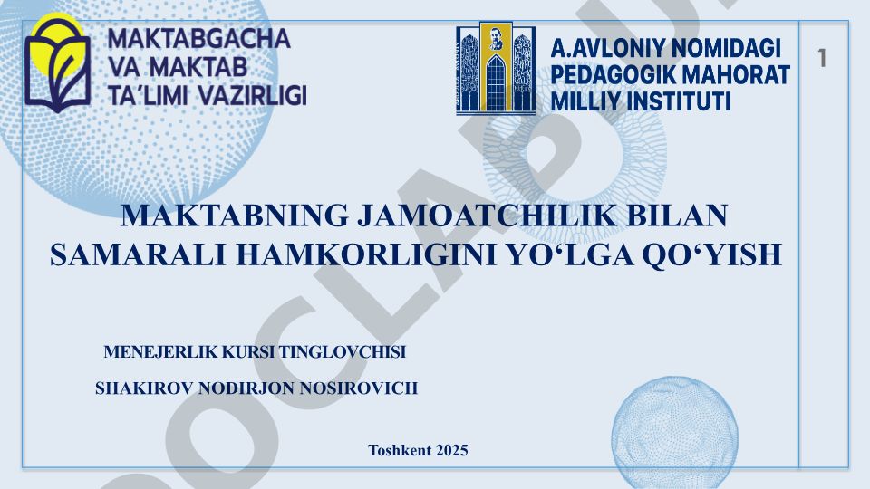 Maktabning jamoatchilik bilan samarali hamkorligini yo‘lga qo‘yish