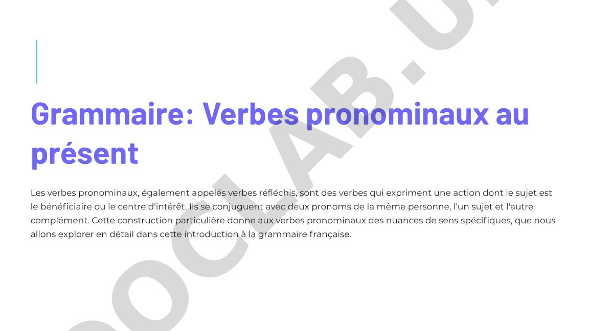 Grammaire: Verbes pronominaux au présent