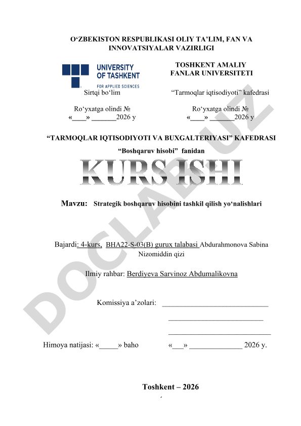 Strategik boshqaruv hisobini tashkil qilish yo‘nalishlari