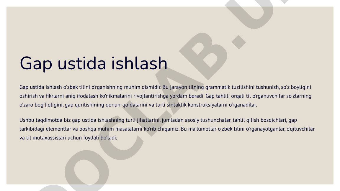 Gap ustida ishlash va gap tahlili