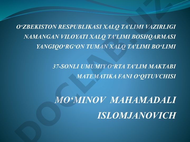 Cheksiz kamayuvchi geometrik progressiya