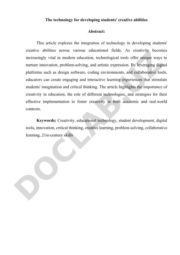 Technology for developing students' creative abilities
