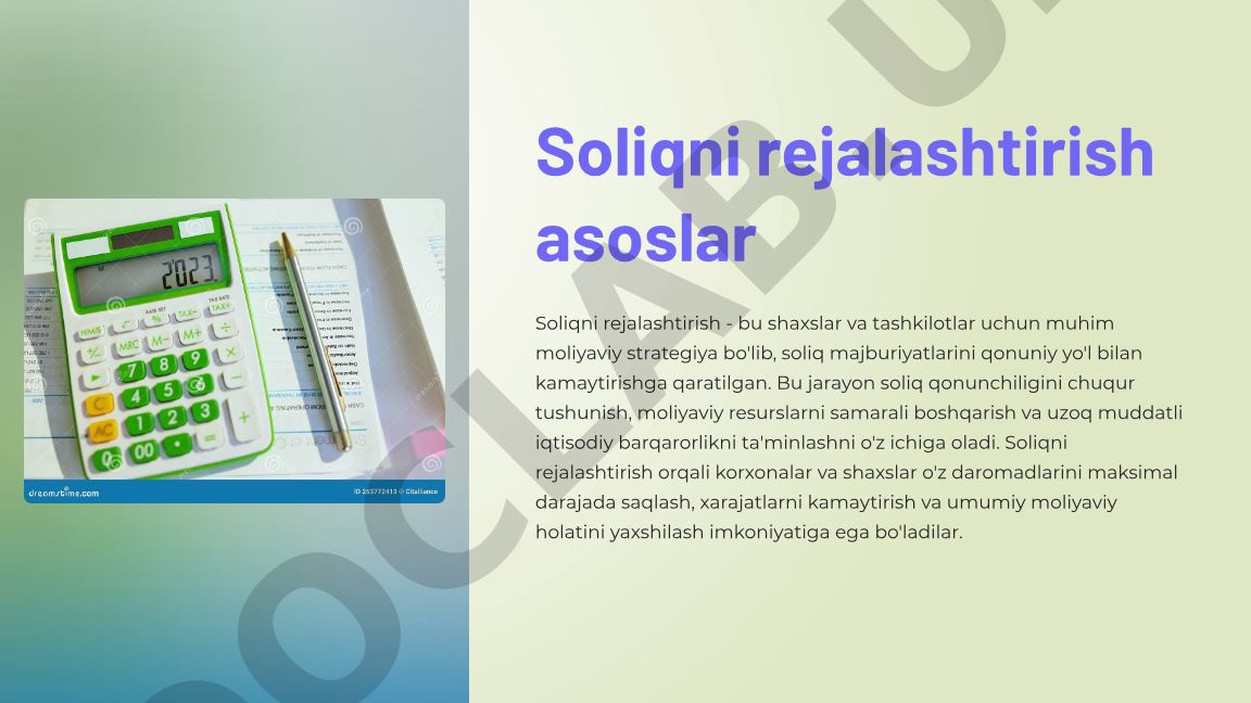 Soliqni rejalashtirish asoslari
