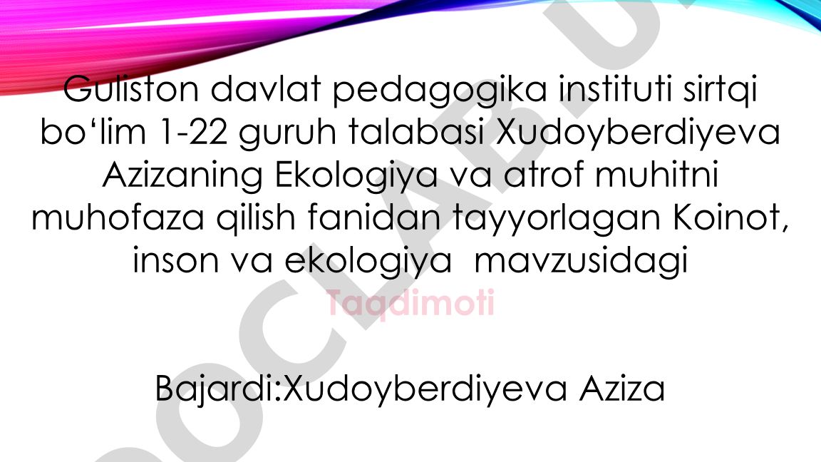 Koinot, inson va ekologiya