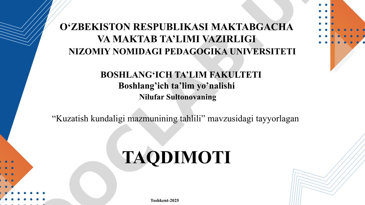 Kuzatish kundaligi mazmunining tahlili