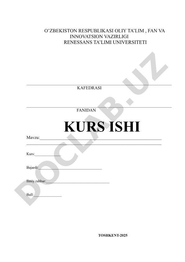 Kurs ishi mavzusi