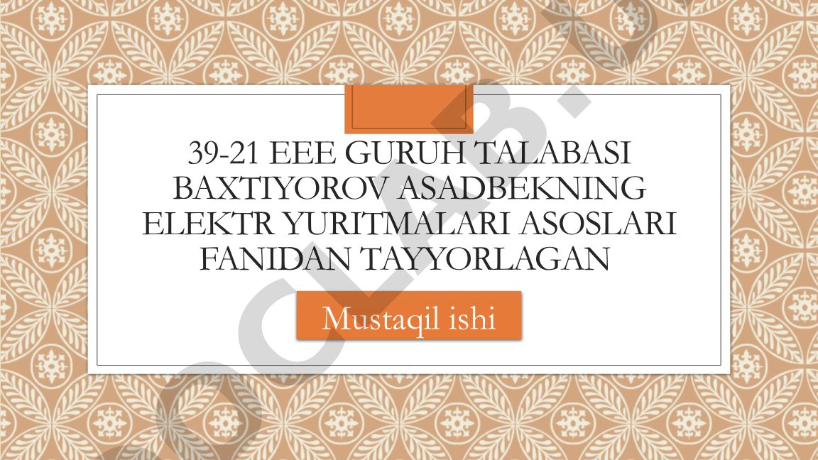 Qo'zg'otishli o'zgarmas tok dvigatellarining tuzilishi va ishlash prinsipi