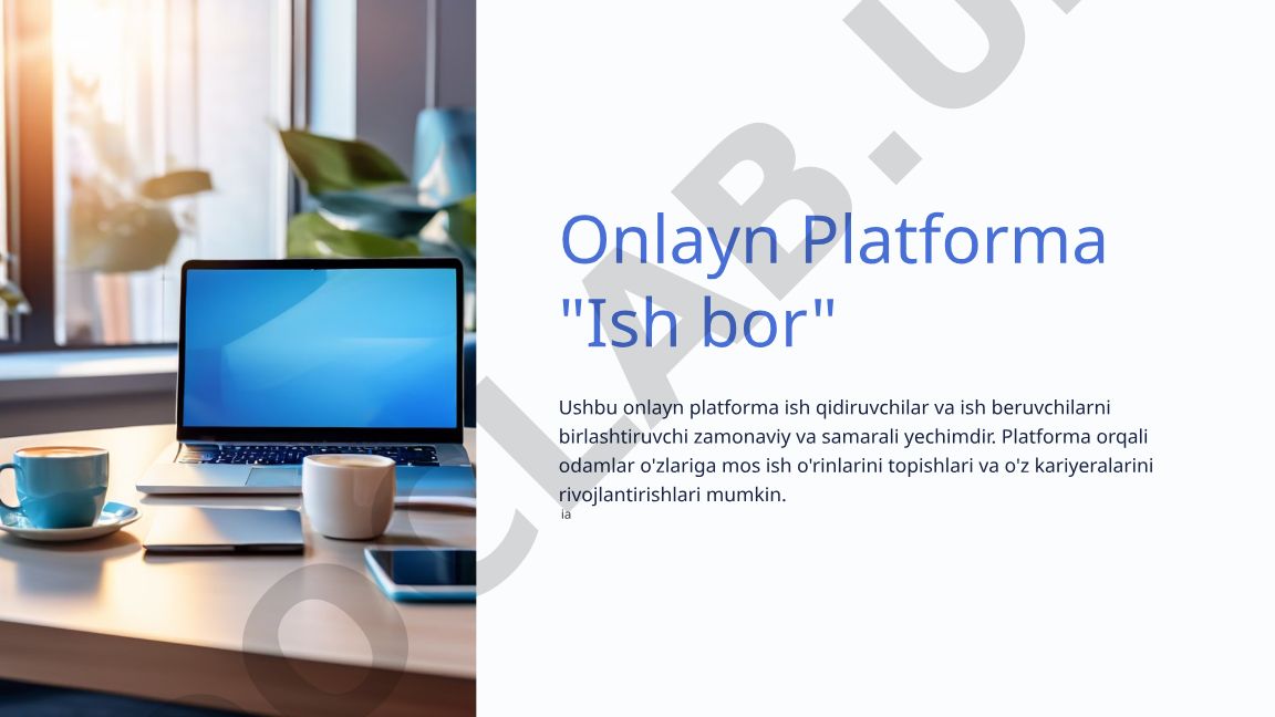 Onlayn platforma Ish bor ish qidirish va kariyera rivojlanishi