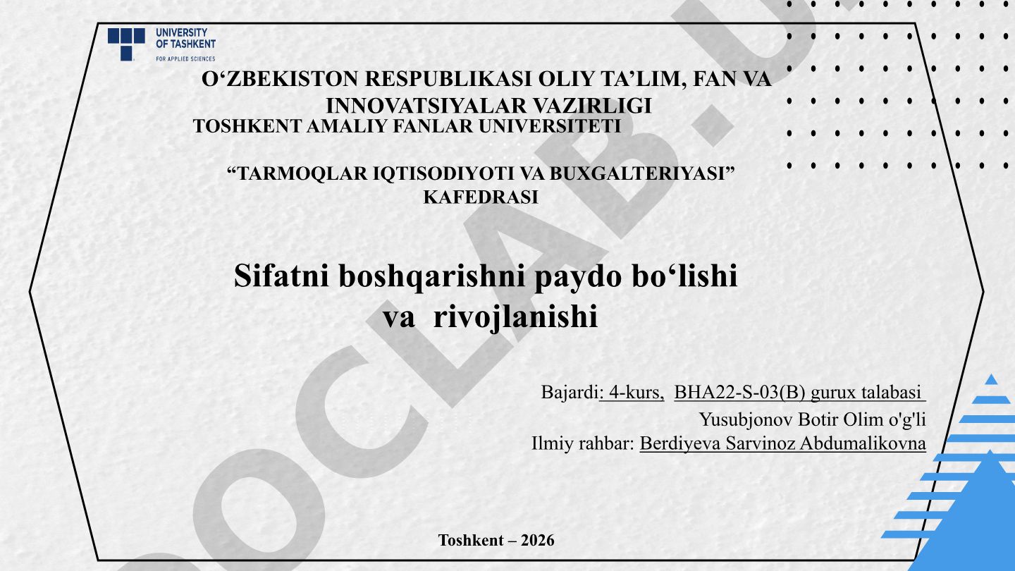 Sifatni boshqarishni paydo bo‘lishi va rivojlanishi