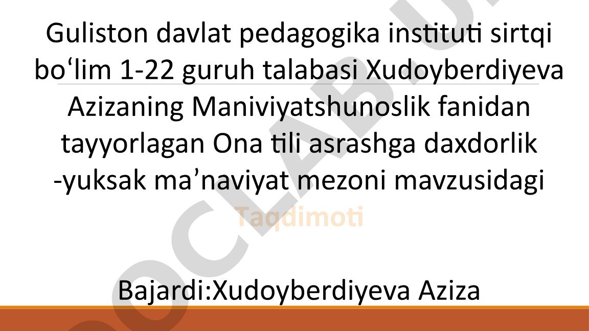 Ona tili asrashga daxdorlik - yuqori ma'naviyat mezoni